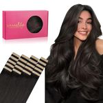WENNALIFE Tape in Hair Extensions, 20pcs 24 Inch 50g Dark Brown Remy Real Human Hair, Coloured Tape Extensions