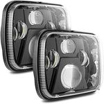 Auxbeam 5x7 7x6 Inch Led Headlights with High Low Beam H6054 6054 Led Rectangular Headlight for Jeep Wrangler YJ Cherokee XJ GMC Savana Replacement H5054 H6054LL 69822 6052 6053 (Black)