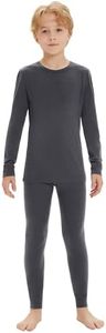 Iguana Unisex Kids 100% Merino Wool Base Layer Set Lightweight Thermal Underwear Sets for Girls and Boys Heather Grey 11-12