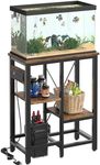 Bestier 10 Gallon Fish Tank Stand with Power Outlet, 20.3x10.6 Metal Aquarium Stand, 6-Leg Reptile Tank Stand with 3-Tier Adjustable Storage Shelves, 264LBS Capacity，Rustic Brown