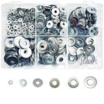 Jaset Innovations Hardware Plain Flat Washers – 3mm to 10mm – White Zinc Plated Assortment Kit – 670 pieces