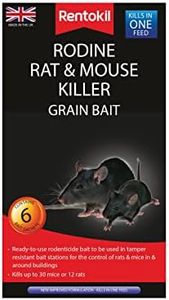 Rentokil Rodine Rat & Mouse Killer Grain Bait - 6x25g Sachet, Black