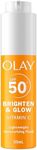 Olay Vitamin C Brighten & Glow 3in1 Moisturising Fluid SPF50+ Hydrating Skincare Moisturiser and Primer with Niacinamide. Hydration, Glow, UV Protection, Corrects Dark Spots 50ml