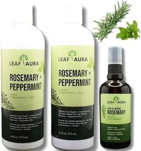 Leaf Aura Rosemary + Peppermint Shampoo, Conditioner And Rosemary Hair Oil - Made In Canada, Sulphate Free, Paraben Free | Pack Of 3