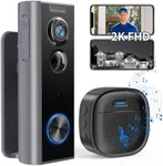 Ankway 2K Video Doorbell with Camera, Front Door Camera Wireless, 2-Way Audio, Motion/Human Detection, Night Vision, Instant Alert, Battery Operated, Compatible with Alexa Google, No Monthly Fee