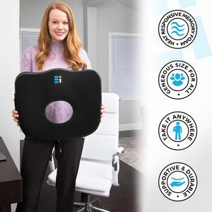 Orthopedic Memory Foam Coccyx Cushion with Cooling Gel – Tailbone & Back Pain Relief