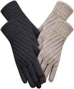 Aiszei Winter Gloves for Women Cold Weather, Touch Screen Warm Knit Gloves with Thermal Fleece Liners for Running Texting Hiking Driving Typing