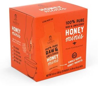 Nature Nate's Raw and Unfiltered Honey Minis Packets Single Serve, 9.8 Oz, 1 box of 20 packets.