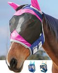 Harrison Howard Horse Fly Mask Standard with Ears-Fuchsia/Navy (L; Full Size)