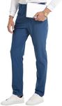 FitsT4 Men's Golf Dress Pants Stretch Relaxed Fit with 6 Pockets - 30"/32" Lightweight Quick Dry Wrinkle-Free Work Trouser Zipper Blue 28W x 30L