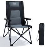 TIMBER RIDGE Folding Camping Chairs for Adults 260kg Capacity, Oversized Foldable Padded Heavy Duty Garden Chair with Adjustable Backrest, Portable Beach Fishing outdoor Picnic Dining Recliner