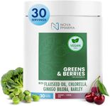 Nova Pharma Greens & Berries - 100% Organic Greens Superfood Powder, Rich Vitamins, Fiber, Omega-3 Fatty Acids, Boosts Immune System, Detoxifies Digestive System - Lactose-Free, GMO-Free - 30 Servings