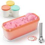 Wehome Ice Cream Containers-Reusable Ice Cream Containers for Homemade Ice Cream,Set of 4 Ice Cream Cups with Lids and Scoop,Ice Cream Tub Storage Container for Freezer,Ice Cream Gifts