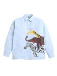 ZIP ZAP ZOOP Light Blue Three Animal Print Full Sleeve Collar Neck Shirt | 4-5 Years