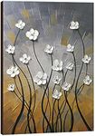 Wieco Art Morning Dancing 100% Hand Painted Floral Oil Paintings Canvas Wall Art Modern Stretched and Framed Grace Abstract Flowers Artwork Ready to Hang for Living Room Home Decorations Wall Decor