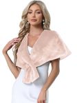 Allegra K Faux Fur Shawl for Women Halloween Costume Evening Party Cover Up Winter Bridal Wedding Wraps Dusty Pink XL