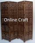 OnlineCraft Wooden Partition Screen/Room Divider Solid Wood Decorative Partition Screen Floor Standing Finis Color Brown 4 Pre Assembled (ch3221)