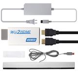 4 in 1 Wii to HDMI Adapter + Wii Power Cable AC Adapter + Wii Sensor Bar with Wired Motion Sensor Bar + 1.5m High Speed HDMI Cable Compatible with Nintendo