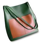 TrendCraft Stylish Two-Tone Leather Tote Bag Shoulder Bags for Women (GREEN)