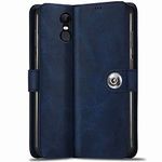 TheGiftKart Genuine Leather Finish Flip Back Cover Case for Redmi Note 5 | Inbuilt Pockets & Stand | Wallet Style | Designer Button Magnet Flip Cover Back Case for Xiaomi Redmi Note 5 (Blue)