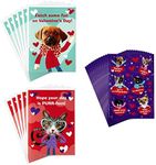 Hallmark Kids Valentines Day Cards and Stickers Assortment, Puppies and Kittens (12 Cards with Envelopes)