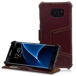 Manna Samsung Galaxy S7 Edge Case, UltraSlim Galaxy S7 Edge Leather Case Book Folio Cover Wallet | Easy Stand & Card Slot | Finest Nappa Leather, wine red - by LEICKE