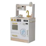 Teamson Kids Wooden Play Kitchen Little Chef with Mini Garden and Washing Machine White