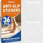 36 PCS Shower Floor Bathtub Non Slip Sticker, Anti Slip Shower Grip Stickers also for Stairs, Upgraded Textured Surface|Smooth Rubber Track Feel -- Skin-Friendly & Better Grip, Clear Hex 3.15”