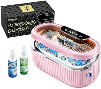 Ultrasonic Jewelry Cleaner with Solution - 20oz Stainless Steel w/Light, Digital Timer & Degas, 3 Power 5 Cleaning Modes, 45KHz Ultrasonic Cleaner for Rings, Eyeglasses, Retainers, Dentures, Coins