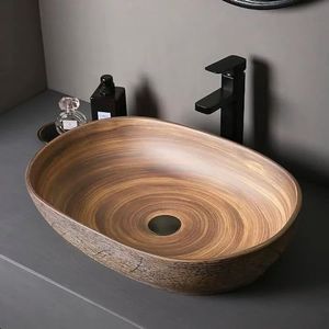 Weibath 23" Oval Vessel Sink Ceramic Bathroom Vessel Sink Retro Wash Sink