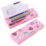 LilyBeauty Pop Up Multifunction Pencil Case for Girls Boys, Cute Cartoon Pen Box Organizer Stationery with Sharpener, Schedule, School Supplies, Best Birthday Gifts for Kids Teens (Bear) (PC02)