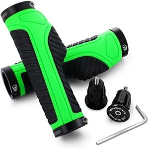 Bike Handlebar Grips, Non-Slip Ergonomic Design, Aluminum Double Lock-On, Compatible with MTB, BMX, Scooter, Urban Bikes