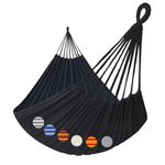 GOCAN Double Hammock 2 Person Extra Large 330X150cm Load Capacity 600Pound Canvas Cotton Hammock for Patio Porch Garden Backyard Lounging Outdoor and Indoor XXL(Black)