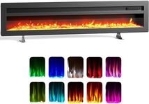 FIDOOVIVIA 40"/102cm Electric Fireplace Recessed Media Wall Inset, Electric Wall Mount Fireplace Free Standing with 9 LED Colour Flame Effect & 5 Brightness, 900W/1800W Heater, Remote Control, Black