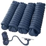 AOLEBA Dock Lines 4-Pack 5/8''x 15' Boat Line Marine Grade Nylon Rope Dock Lines with 15" Eyelets Dock Ropes for Boats Breaking Strength of 9,420 lbs Navy Blue