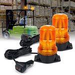 Xprite Amber LED Forklift Beacon Light Safety Warning Strobe Flashing Lights with Cigarette Lighter, for Mower, ATV, Trucks, Tractor, Golf Carts, UTV, Cars, Bus-2PCS