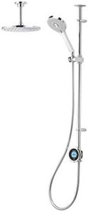 Aqualisa OPQ.A2.EV.DVFC.20 Optic Q smart shower (exposed) with adjustable handset and fixed ceiling head - with integral pump for gravity fed systems, Chrome, 98.0 mm*34.0 mm*98.0 mm