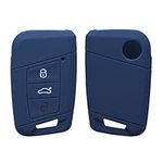 kwmobile Key Cover Compatible with VW 3 Button Car Key (only Keyless Go) - Soft Silicone Car Key Fob Holder Protector Case - Dark Blue