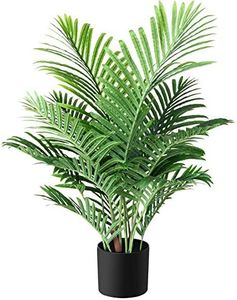 Fopamtri Fake Majesty Palm Plant 3 Feet Artificial Majestic Palm Faux Ravenea Rivularis in Pot for Indoor Outdoor Home Office Store, Great Housewarming Gift