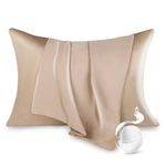 100% Pure Mulberry Silk Pillowcase Silk Pillow Cases for Hair and Skin with Hidden Zipper,6A High-Grade Fibers Dual Sides Silk Pillow Cover for Men and Women. (Champagne, Queen (20"*30"))