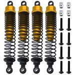 HobbyPark 1/10 RC Truck Shocks 108mm Front Rear Shock Absorber Assembled Dampers for Scale RC Car Off Road Monster (4-Pack) (Glow Yellow)