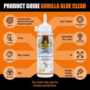 Gorilla Glue Clear Adhesive, 110ml – Strong Multi-Purpose Bond