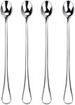 choary Long-Handled Tea Spoon,9.5 inch Stainless Steel Coffee Mixing Spoons,Long-Handle Iced Spoons Cocktail Stirring Spoons, ice Cream Dessert Spoons, Wholesale Kitchen Spoon Set of 4.(Silver)