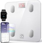 FITINDEX Digital Body Weight Scale, Smart Bathroom Scale for Body Weight, Bluetooth Wireless Weighing Scale for Health Monitor, Sync with APP - White