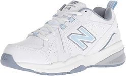 New Balance Women's 608 V5 Casual Comfort Cross Trainer, White/Light Blue, 10 W US