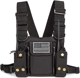 Radio Shoulder Holster Chest Harness Holder Vest Rig for Two Way Radio Chest Front Pack Pouch Walkie Talkie Case with Front Pouches for Kenwood Arcshell Retevis Baofeng UV-5R F8HP UV-82