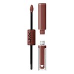 NYX PROFESSIONAL MAKEUP, Shine Loud, High shine lip color, 16HR wear, Vegan Formula - BOUNDARY PUSHER (Warm Brown)