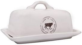 Creative Co-op DA5366 Stoneware Butter Dish with Cow Decal, Lid, Multicolor