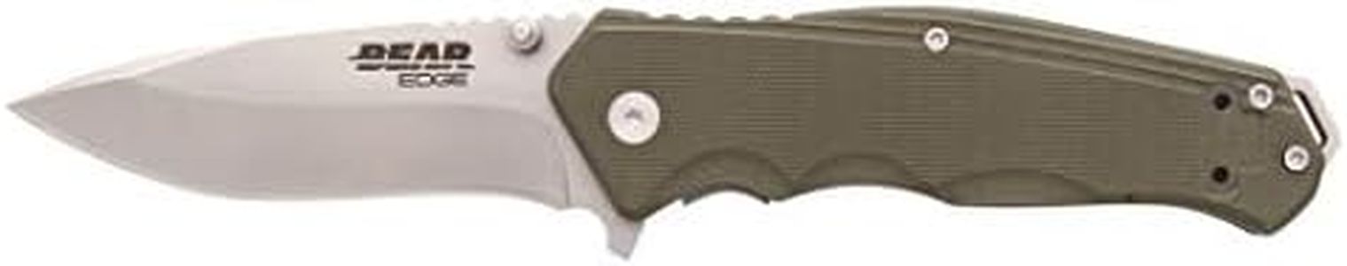 Bear Edge G10 Sideliner, 3 3/8” 440 High Carbon Stainless Steel Blade, Green G10 Handle, Trigger Open and Reversible Pocket Clip (61102)