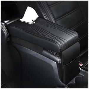 Mandark Car Center Console Cover, Leather Memory Foam Auto Armrest Cushion, Waterproof Comfortable Vehicle Arm Rest Pad with Tissue Box and Storage Bag, Universal for SUV, Truck, RV（Black）